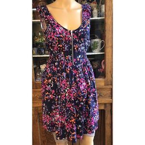 Charlotte Russe Multicolored Floral Sundress Zipper Front Ruffled  Medium